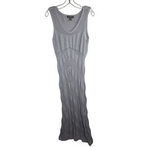 Tommy Bahama W's Gray Knit Maxi Dress V Neck Sexy Rare Sleeveless Linen Cotton M